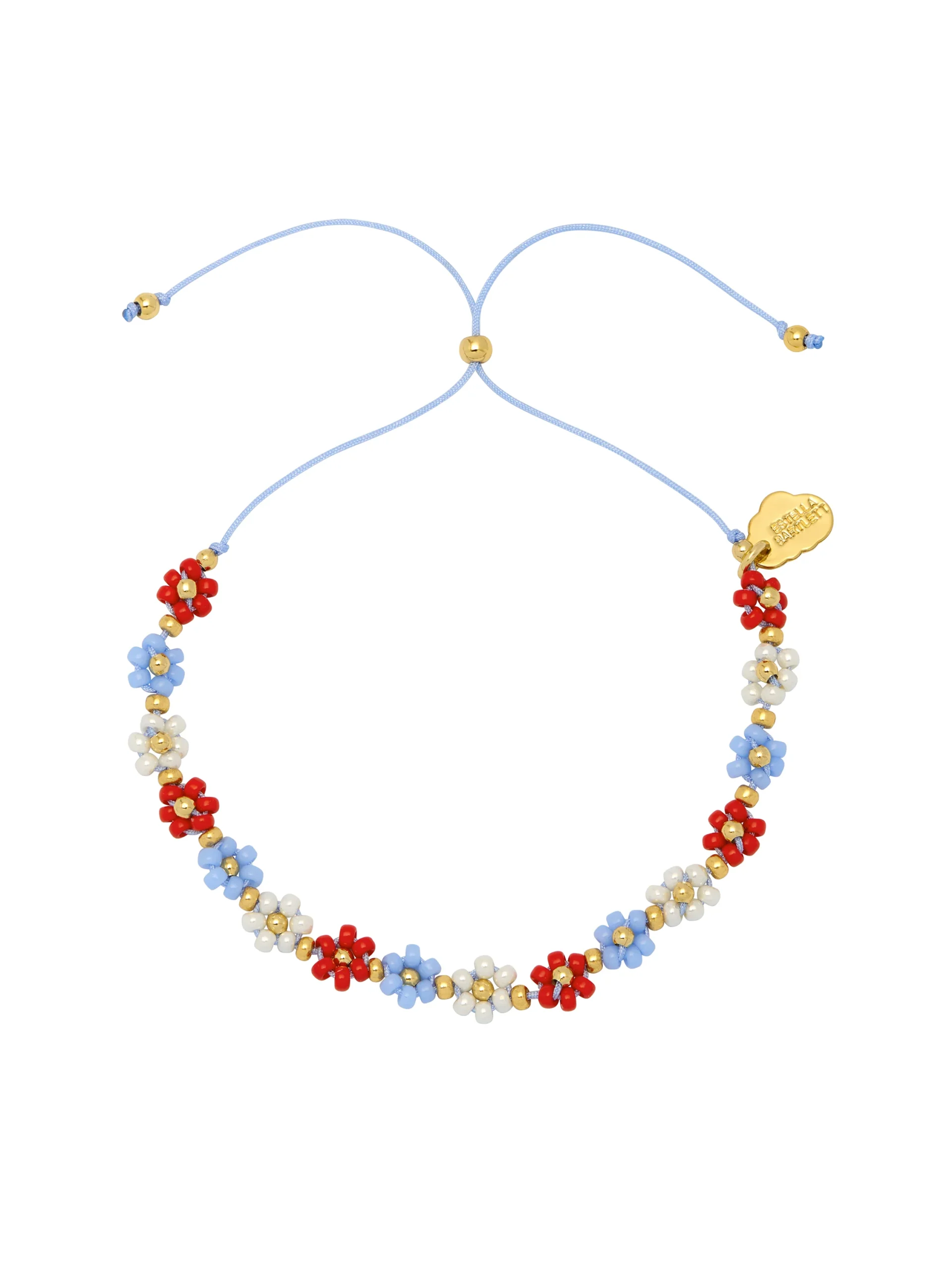 Red, Blue & White Daisy Chain Bracelet - Image 5