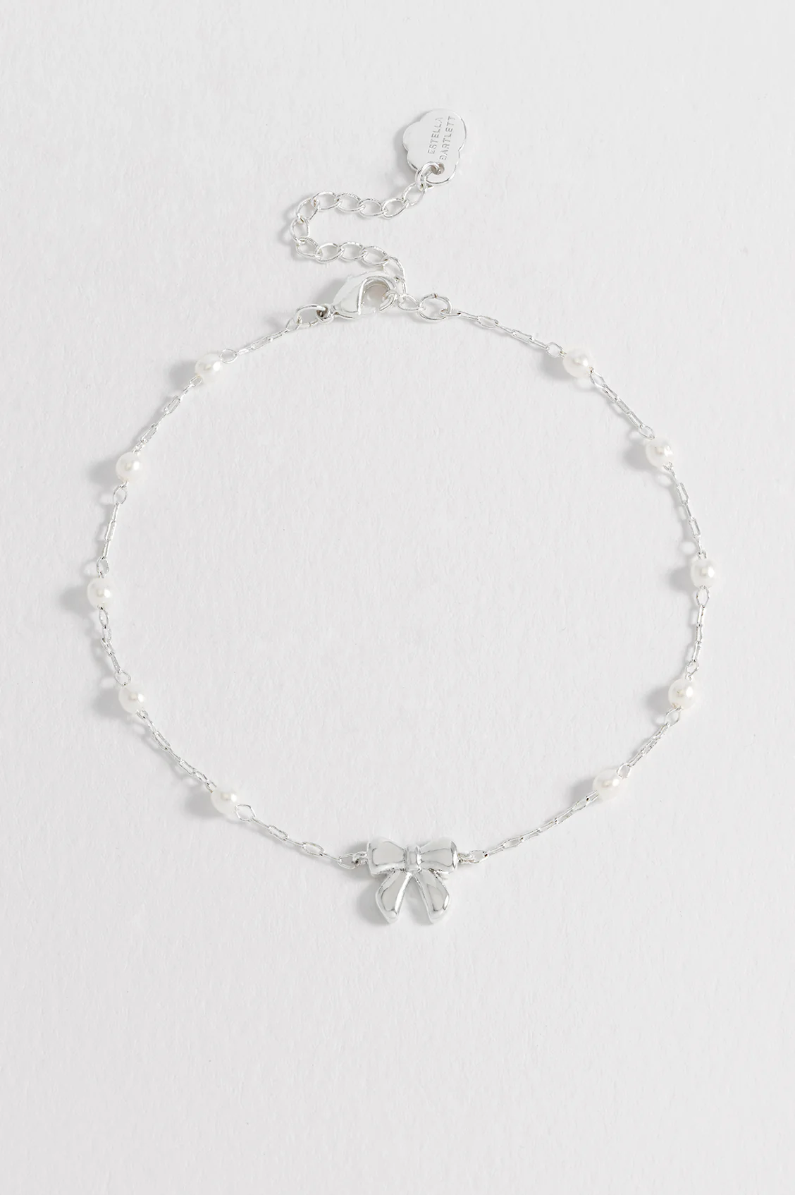 Bow With Pearl Beaded Chain Bracelet - Image 2