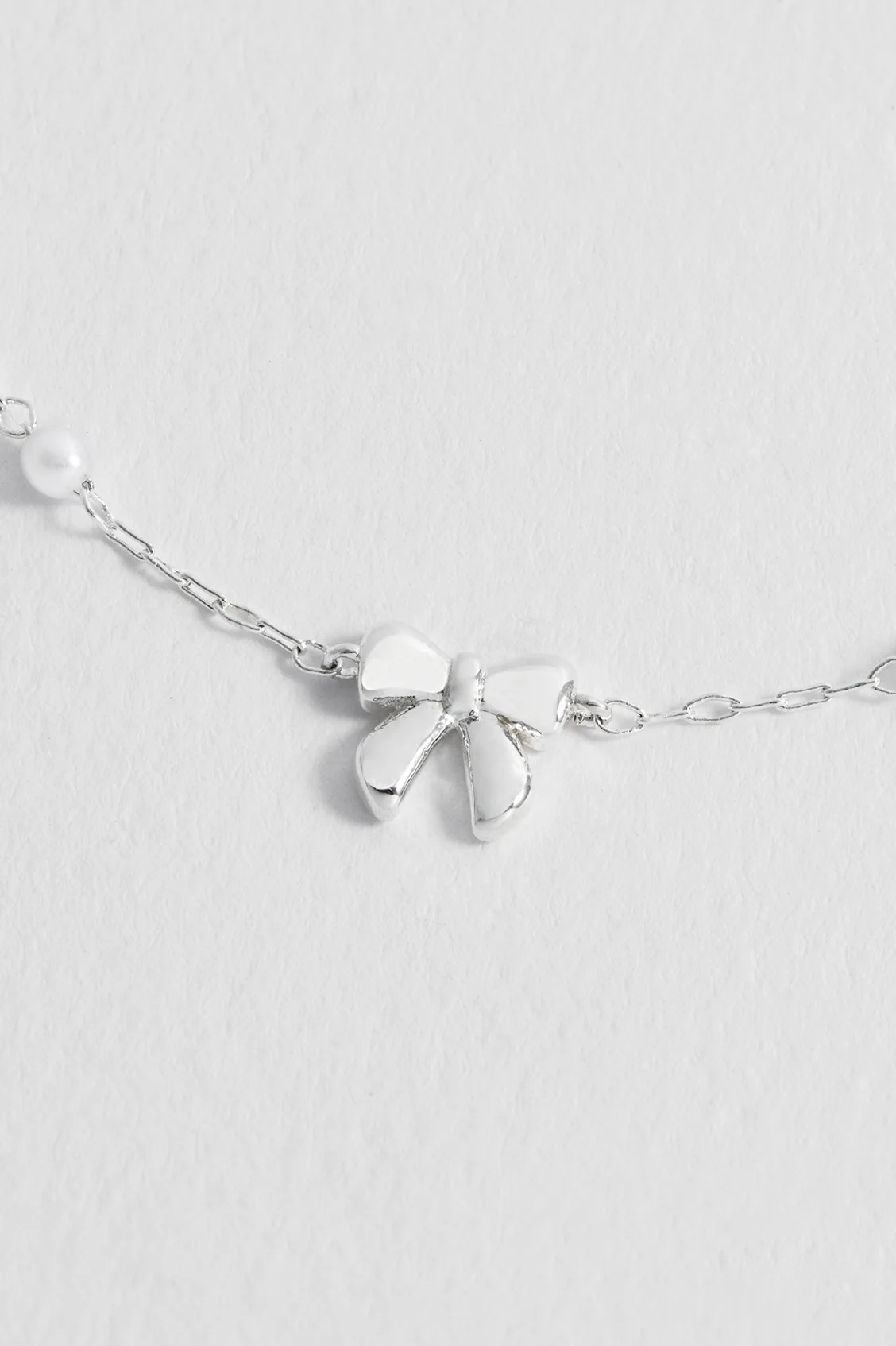 Bow With Pearl Beaded Chain Bracelet - Image 3