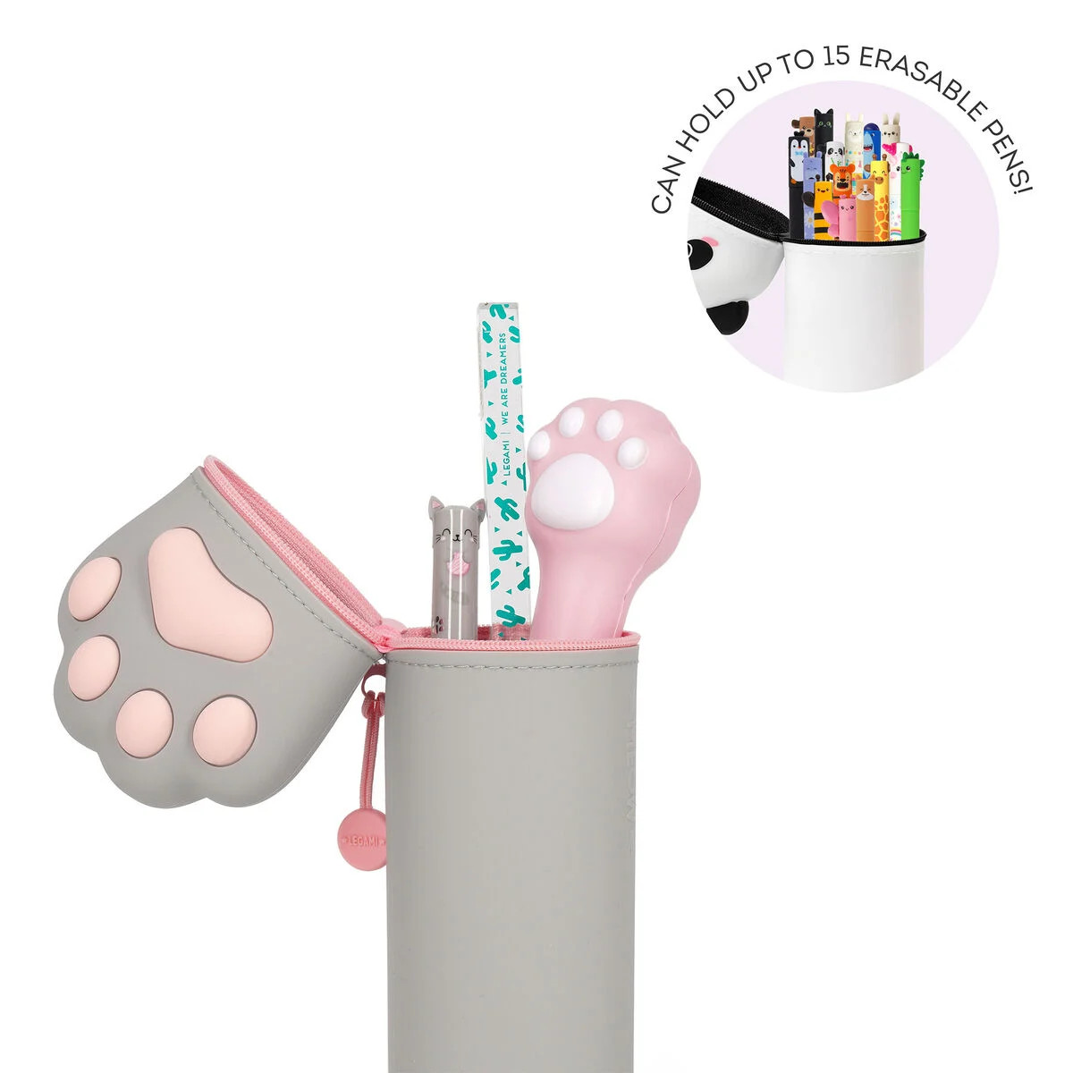 2-in-1 Silicone Pencil Case - Kitty Paw - Image 3