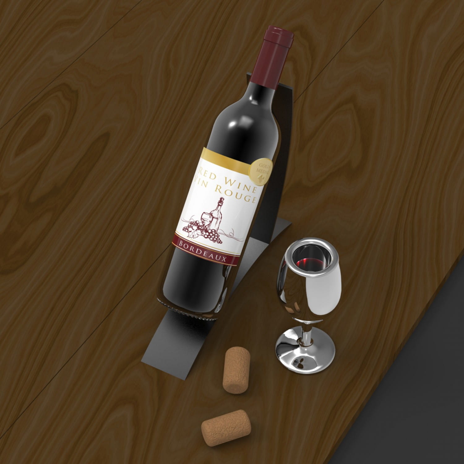 Wine Bottle & Glass Keyring - Image 3
