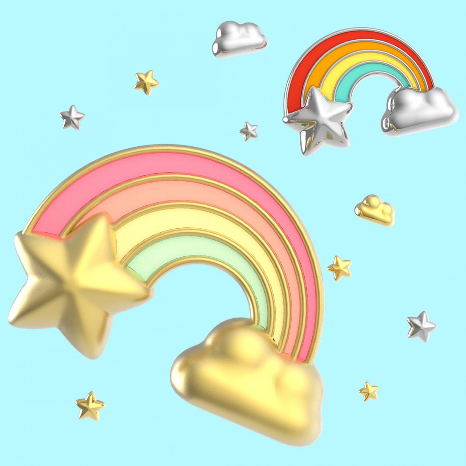 Rainbow With Cloud Keyring - Image 3